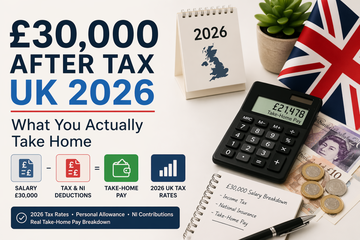 £30,000 After Tax UK 2026 — Exact Take-Home Pay Calculator