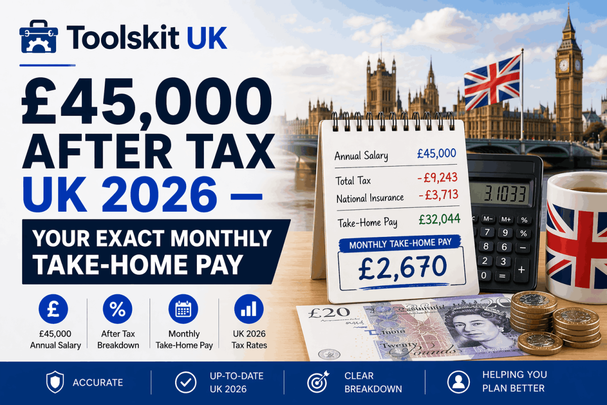 £45,000 After Tax UK 2026 — Your Exact Monthly Take-Home Pay