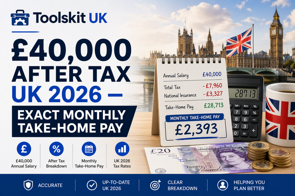 £40,000 After Tax UK 2026 — Exact Monthly Take-Home Pay