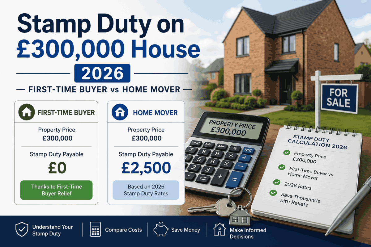 Stamp Duty on £300,000 House 2026 — Exact Amounts for Every Buyer Type