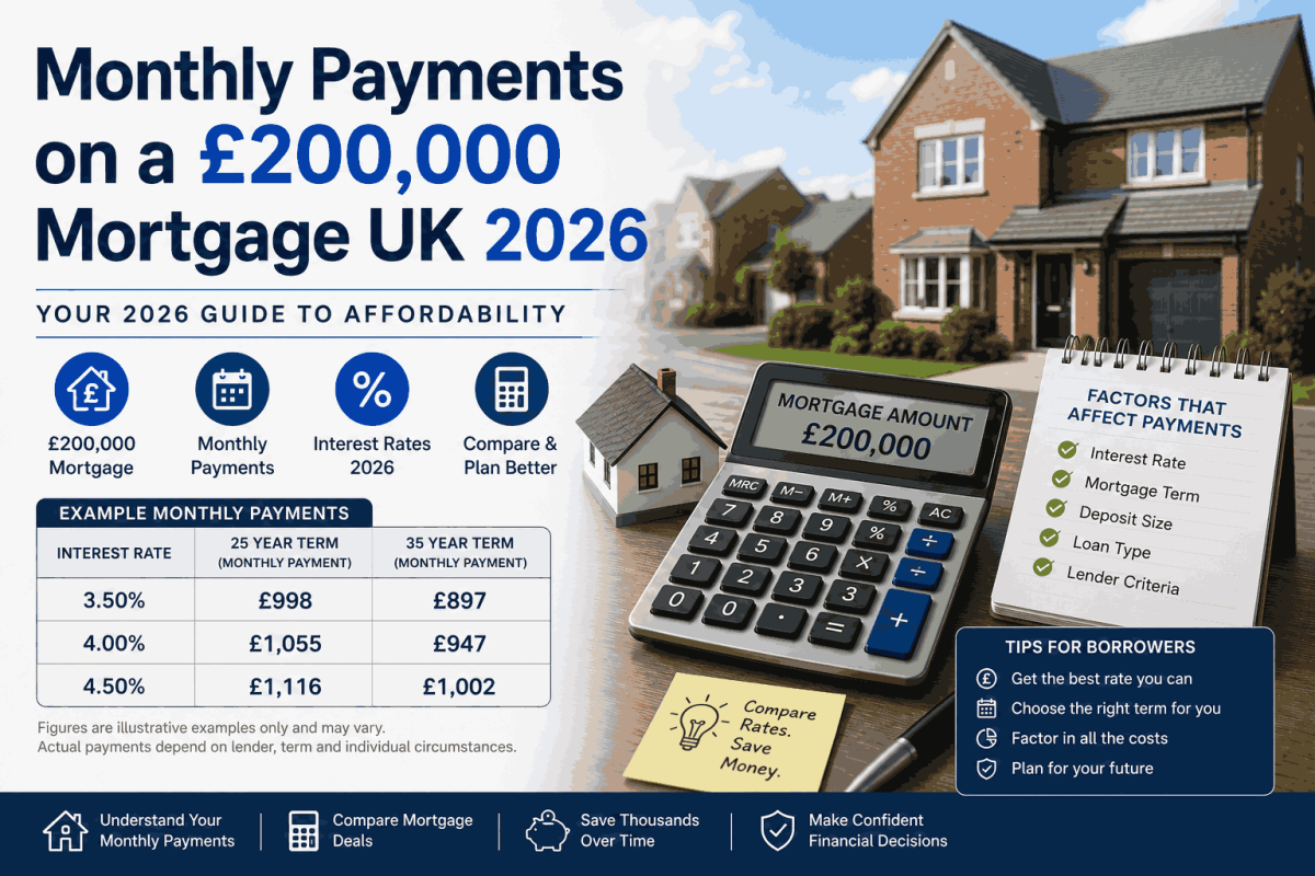 Monthly Payments on a £200,000 Mortgage UK 2026