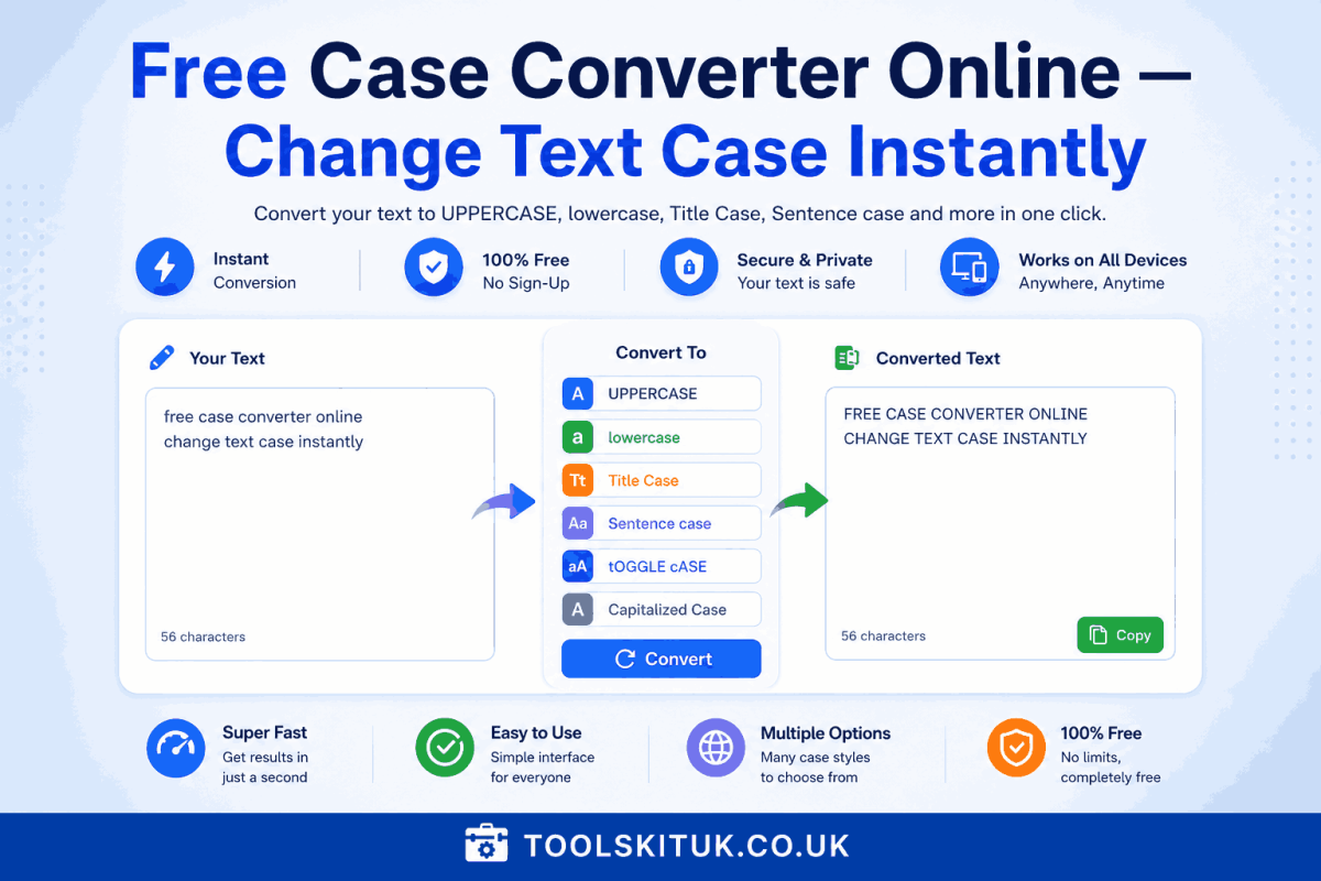 Free Case Converter Online - Change Text Case Instantly